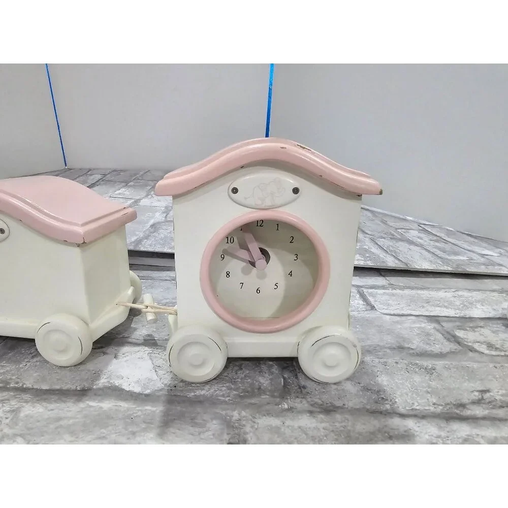 Pottery Barn Kids Wooden Clock Train‎ with Picture Frame and Keepsake Box